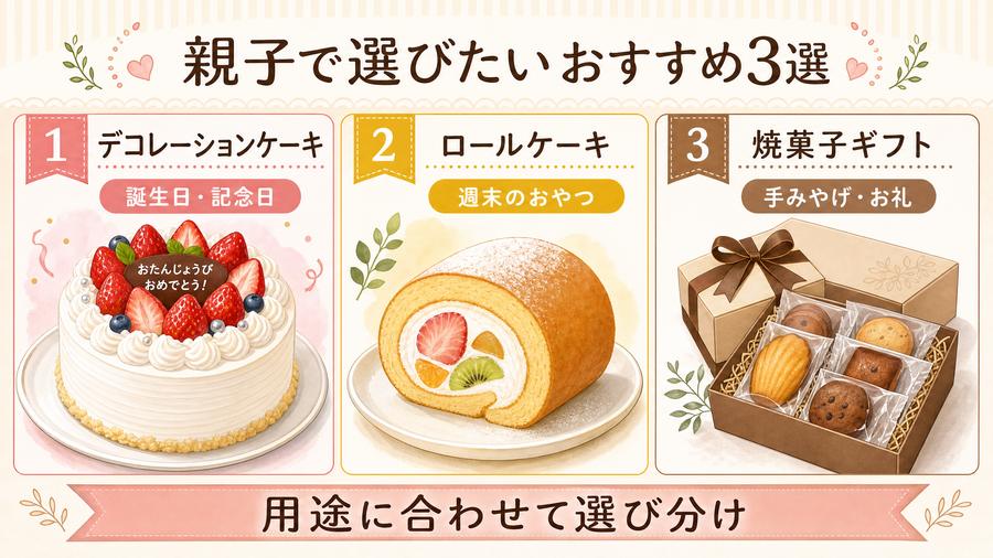 ムッシュマキノ向丘本店で親子におすすめのデコレーションケーキ、ロールケーキ、焼菓子ギフト3選