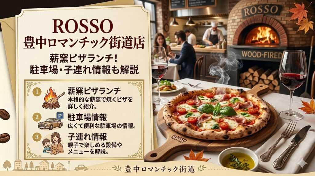 ロッソ（ROSSO）豊中ロマンチック街道店で薪窯ピザランチ！駐車場・子連れ情報も解説