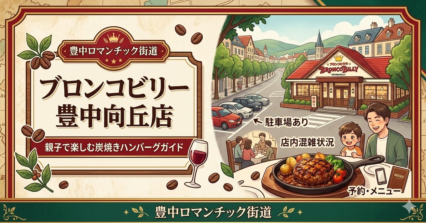 ブロンコビリー豊中向丘店|ロマンチック街道で親子ランチと炭焼きハンバーグを楽しむガイド
