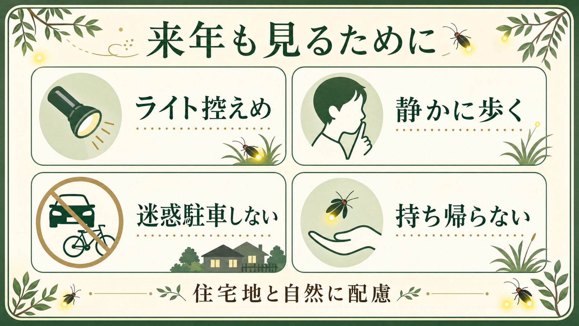 ヒメボタル観察で守りたいライトや声や駐輪の安全マナー