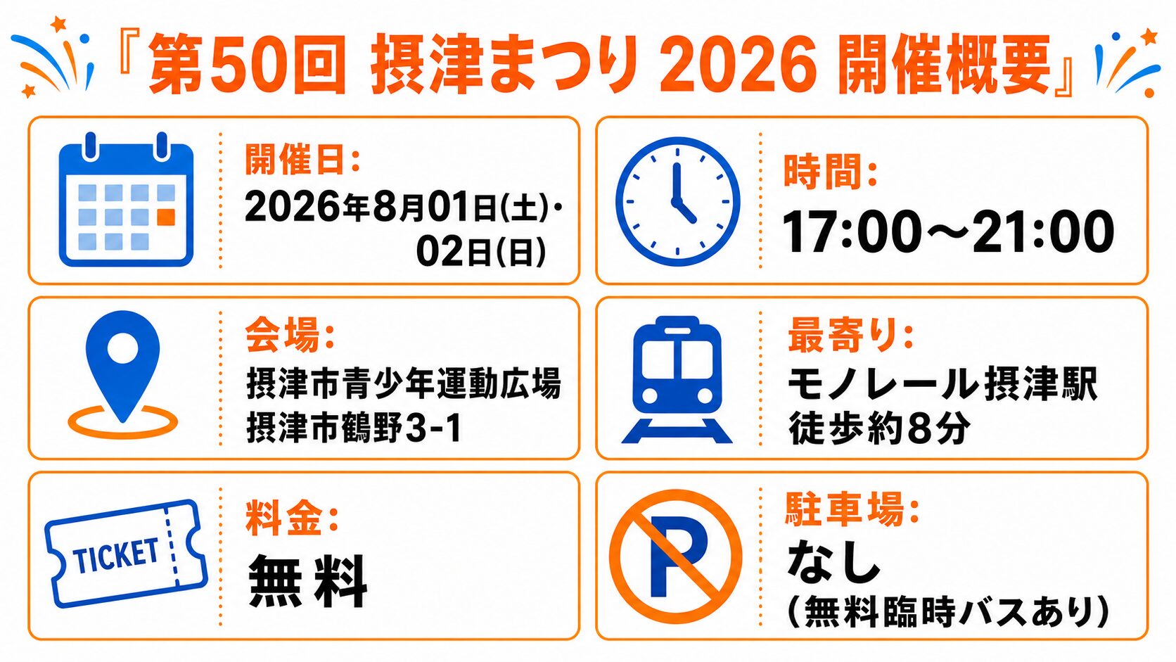 第50回摂津まつり2026 開催概要インフォグラフィック