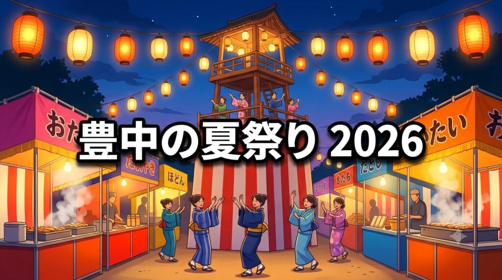 2026年 豊中市の夏祭り・地域イベントの提灯と盆踊りのイメージアイキャッチ画像